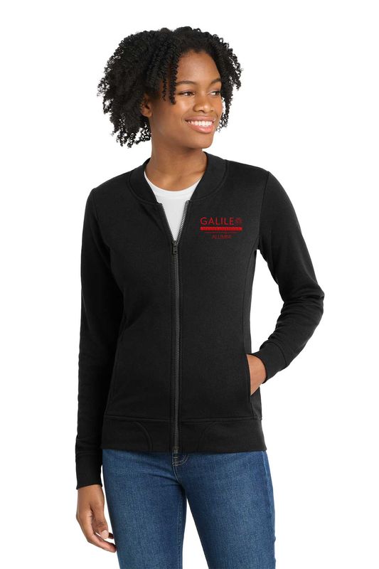 NEW Ladies Lightweight French Terry Bomber- Black, Heather Black