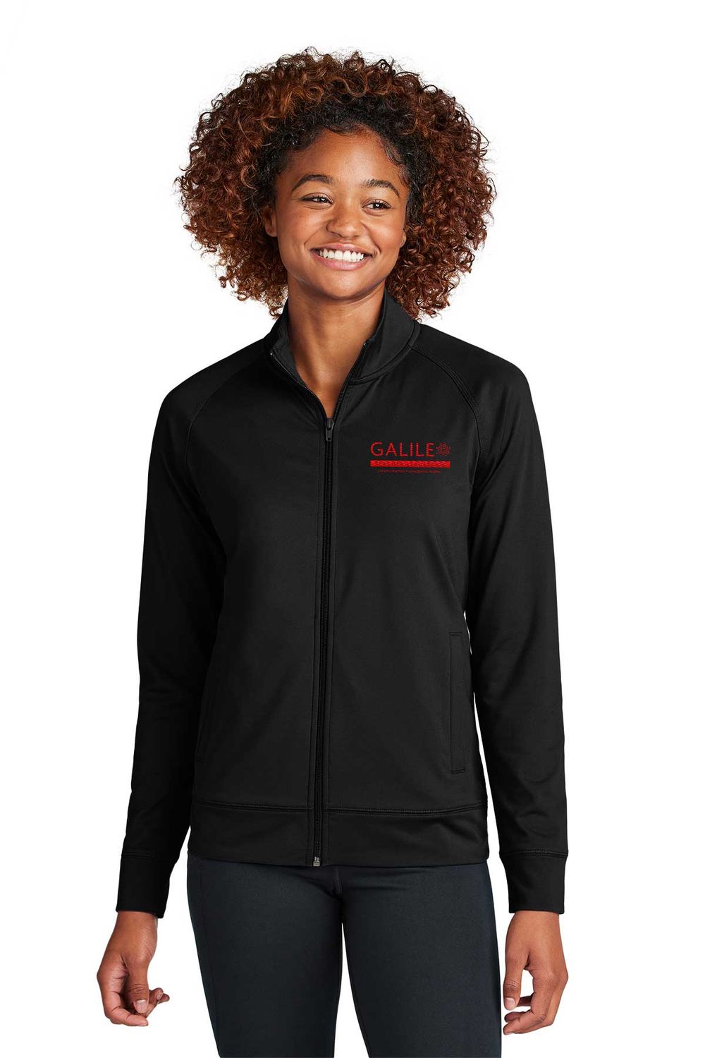 NEW Sport-Tek Women's Sport-Wick Stretch Full-Zip Cadet Jacket- Black, Charcoal Grey Heather