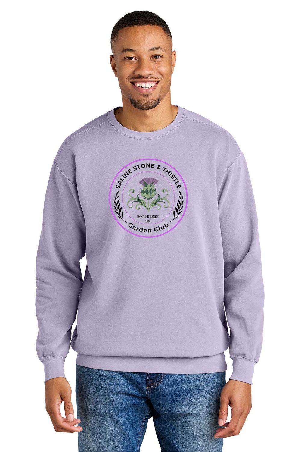 Comfort Colors Ring Spun Crewneck Sweatshirt- Orchid, Pepper