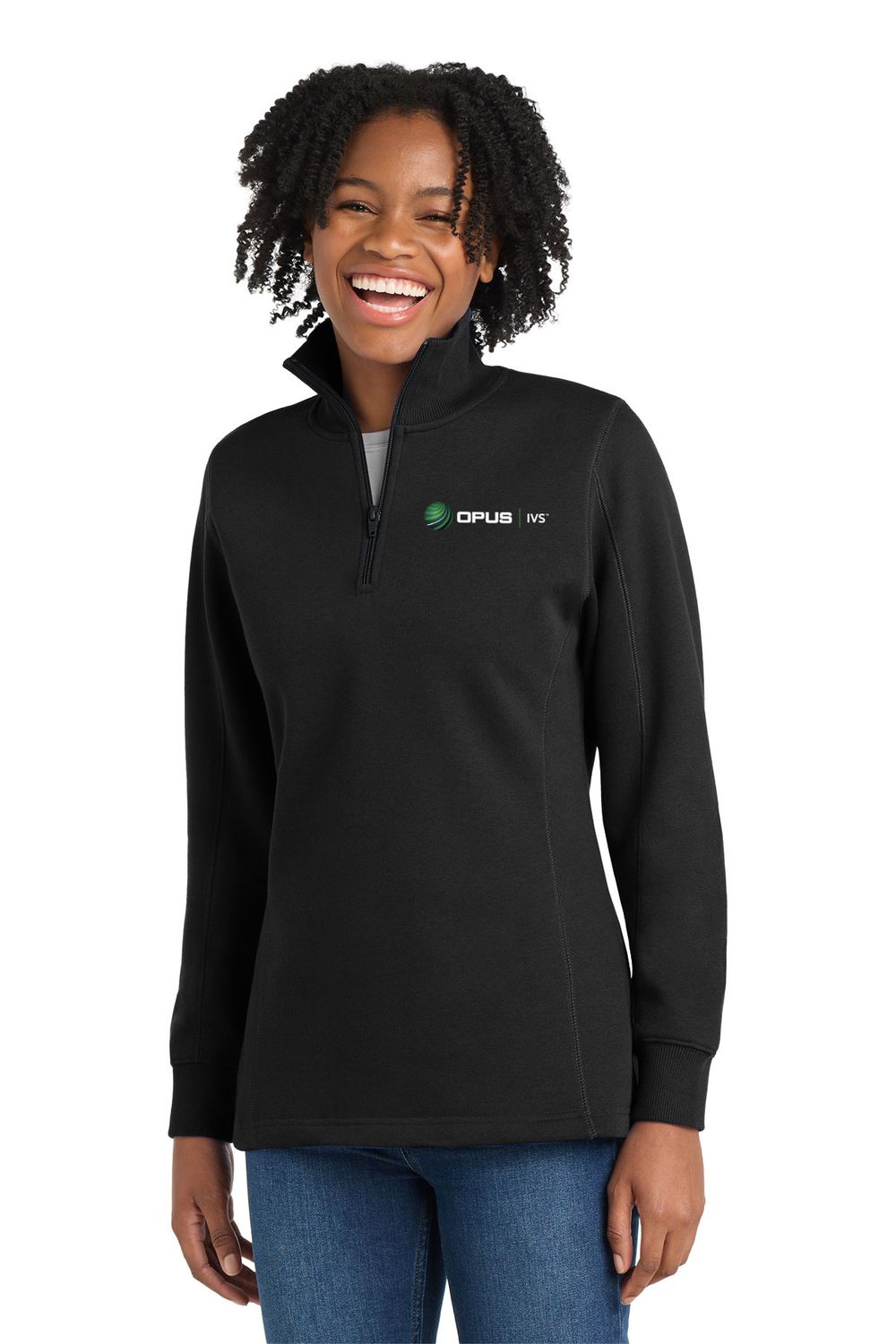 Sport-Tek Women's 1/4-Zip Sweatshirt- Black