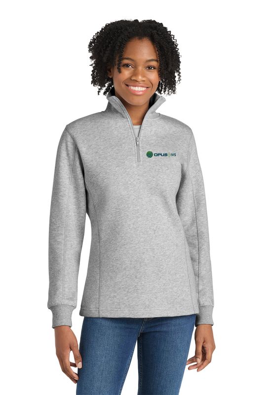 Sport-Tek Women's 1/4-Zip Sweatshirt- Black, Athletic Heather, White