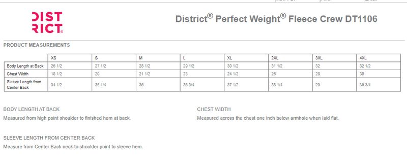 District Perfect Weight Fleece Crew- Navy, Steel Grey, Charcoal, Black, Latte, White