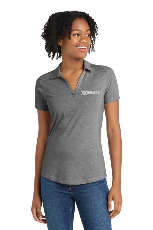Sport-Tek Ladies PosiCharge Tri-Blend Wicking Polo- Black, Dark Grey, Light Grey, Navy, Pond Blue