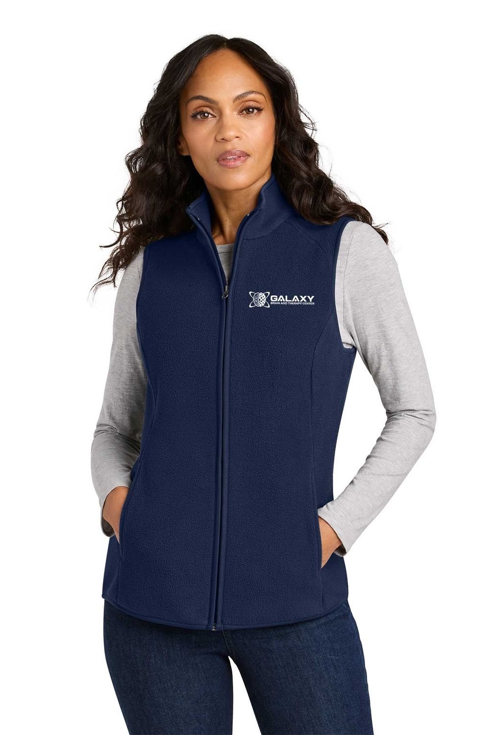 Port Authority Women’s C-FREE Fleece Vest- Navy, Grey Steel, Black, Royal