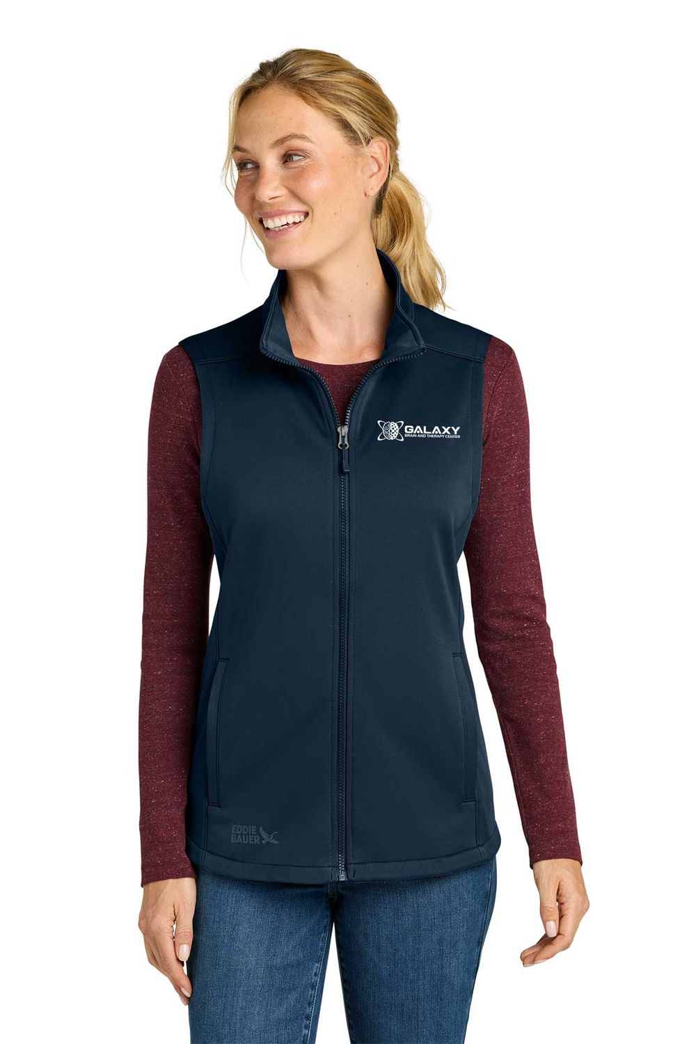 Eddie Bauer Women’s Smooth Mid Layer Fleece Vest- Navy, Black, Cobalt Blue, Iron Gate