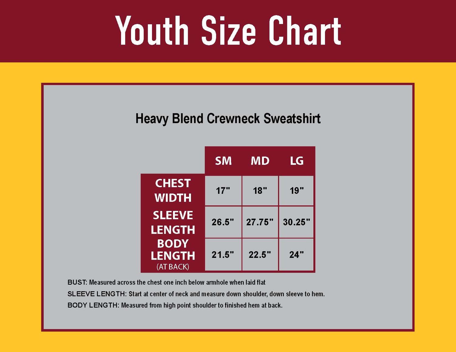 Gildan Youth Cotton Crewneck Sweatshirt- Black, Maroon