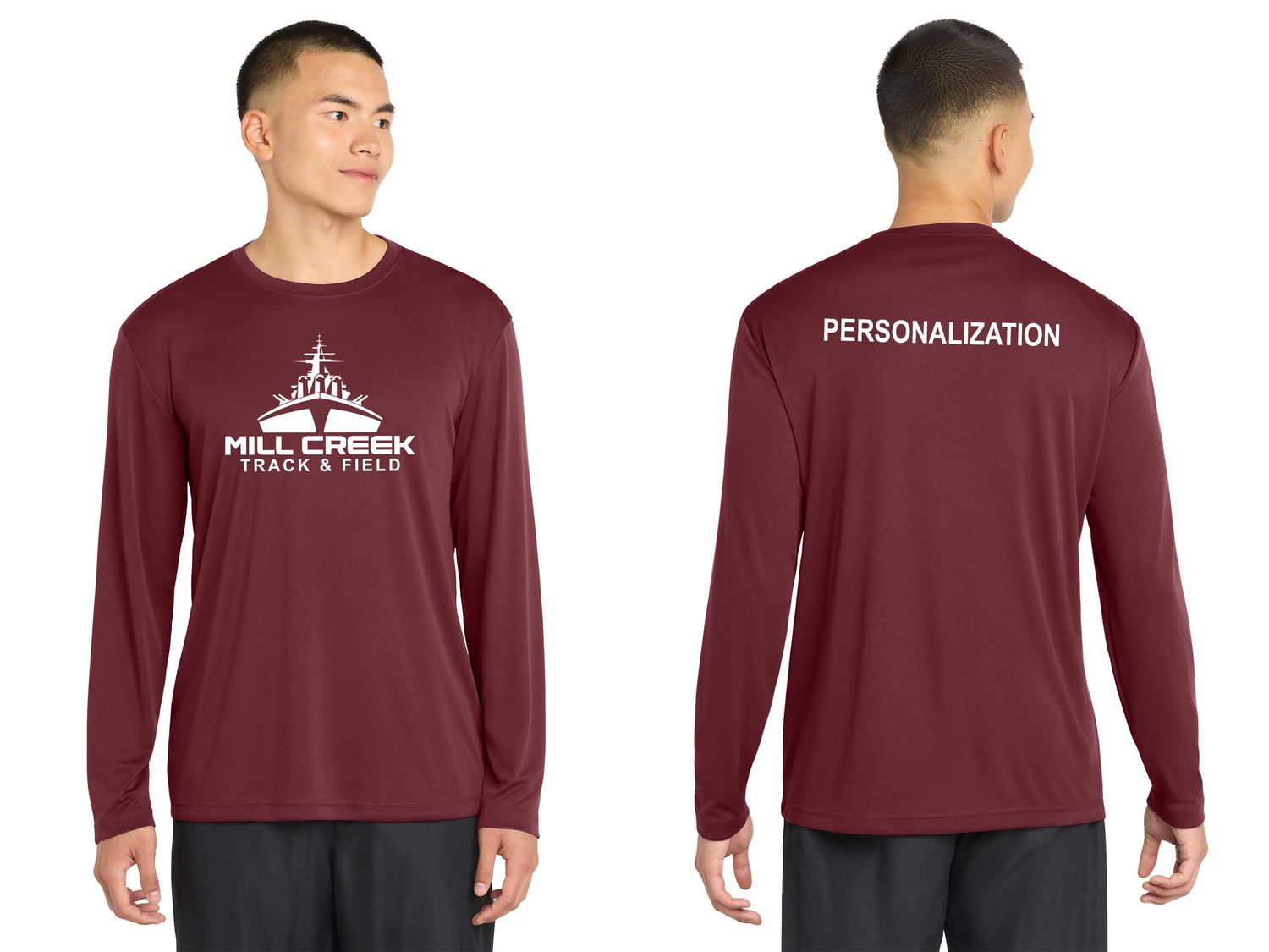 Long Sleeve Performance T-shirt- Maroon Long Sleeve Performance T-shirt- Maroon