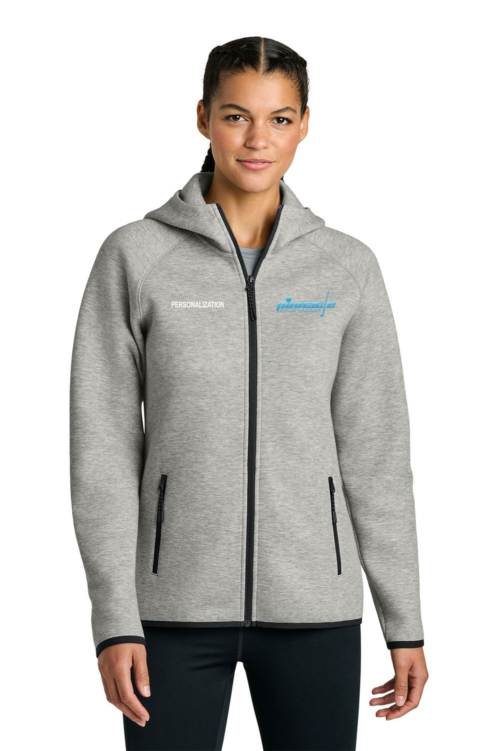 Sport-Tek Women’s Phenom Full-Zip Hoodie- Athletic Heather, Black Sport-Tek Women’s Phenom Full-Zip Hoodie- Athletic Heather, Black