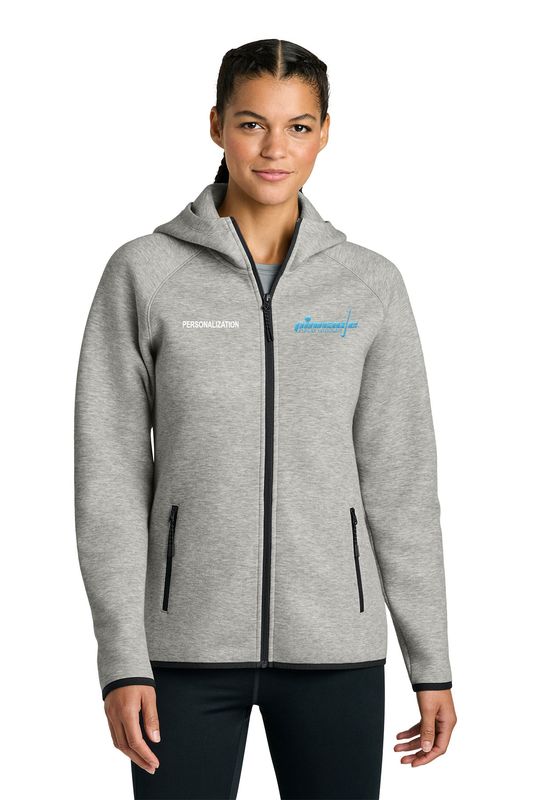 Sport-Tek Women’s Phenom Full-Zip Hoodie- Athletic Heather, Black