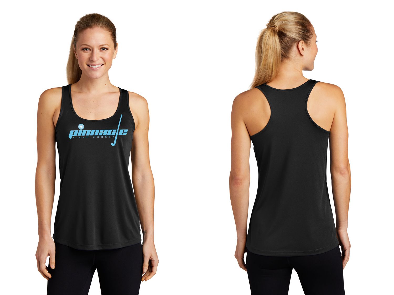 Ladies Performance Racer Back Tank-Black, White