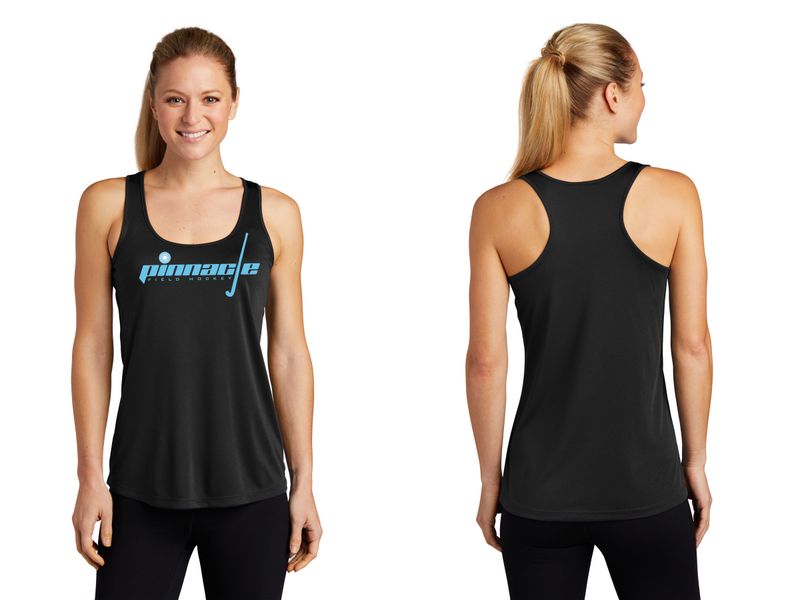 Ladies Performance Racer Back Tank-Black, White