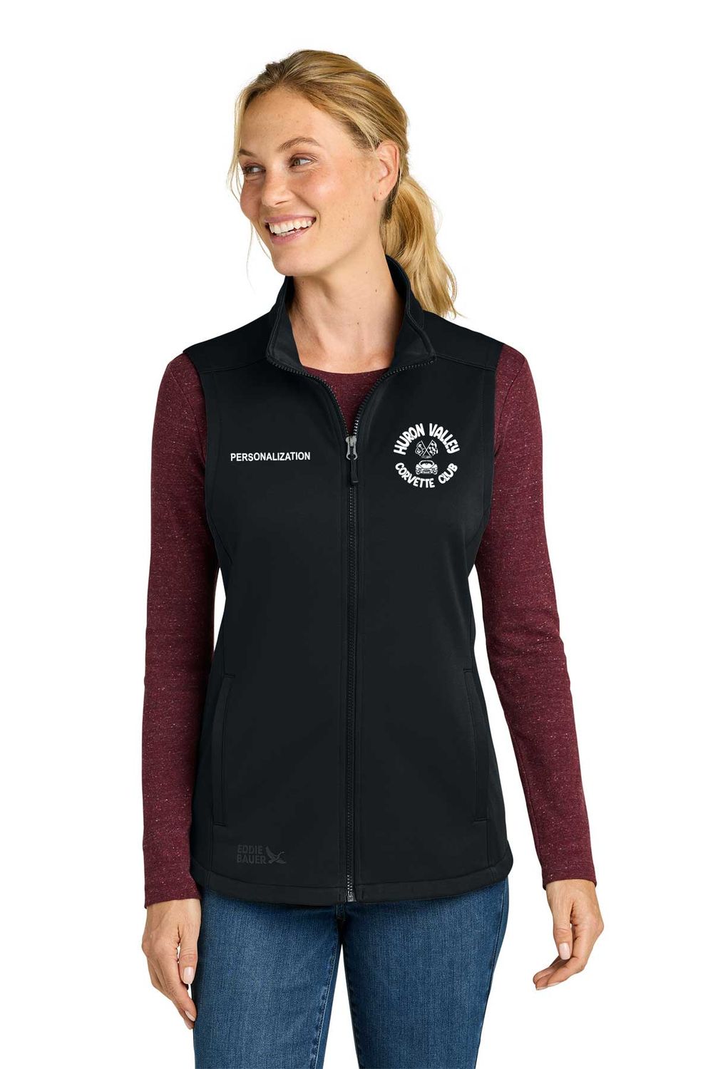 Eddie Bauer Women’s Smooth Mid Layer Fleece Vest- Navy, Black, Cobalt Blue, Iron Gate