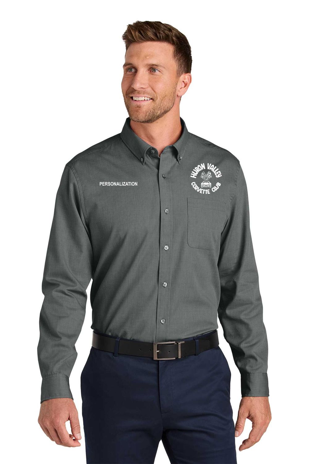 Port Authority Long Sleeve Nailhead Easy Care Shirt- Black, Grey, Mediterranean Blue, Swiss Blue, White Port Authority Long Sleeve Nailhead Easy Care Shirt- Black, Grey, Mediterranean Blue, Swiss Blue, White