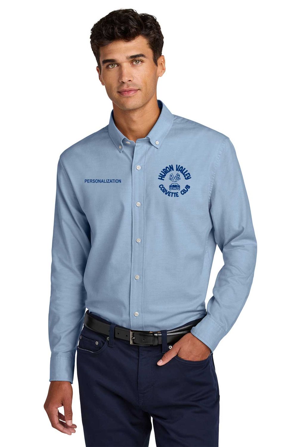 Mercer+Mettle Long Sleeve Modern Oxford Shirt-Cobalt, Grey, Light Blue, White