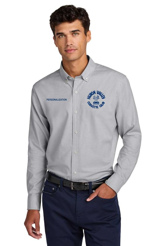 Mercer+Mettle Long Sleeve Modern Oxford Shirt-Cobalt, Grey, Light Blue, White