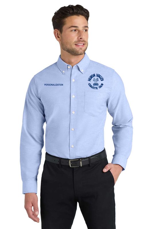 Port Authority Tall SuperPro Oxford Shirt-Black, Oxford Blue