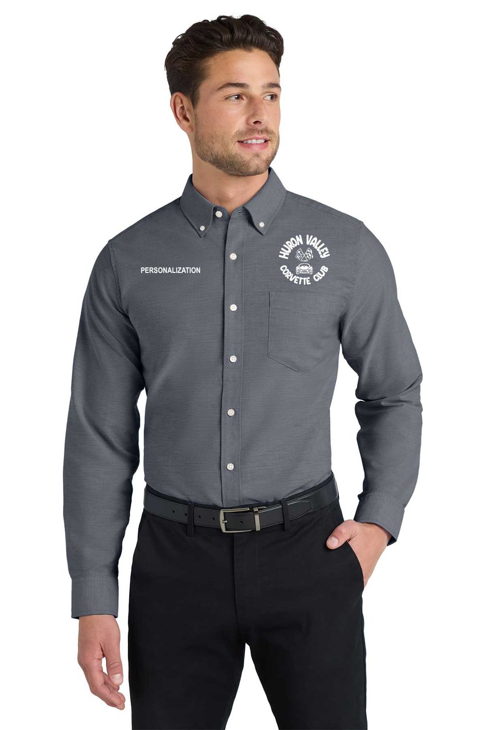 Port Authority Tall SuperPro Oxford Shirt-Black, Oxford Blue Port Authority Tall SuperPro Oxford Shirt-Black, Oxford Blue
