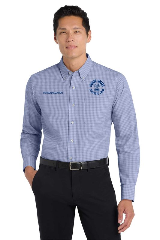 Port Authority Plaid Pattern Easy Care Shirt- Charcoal, Navy, White