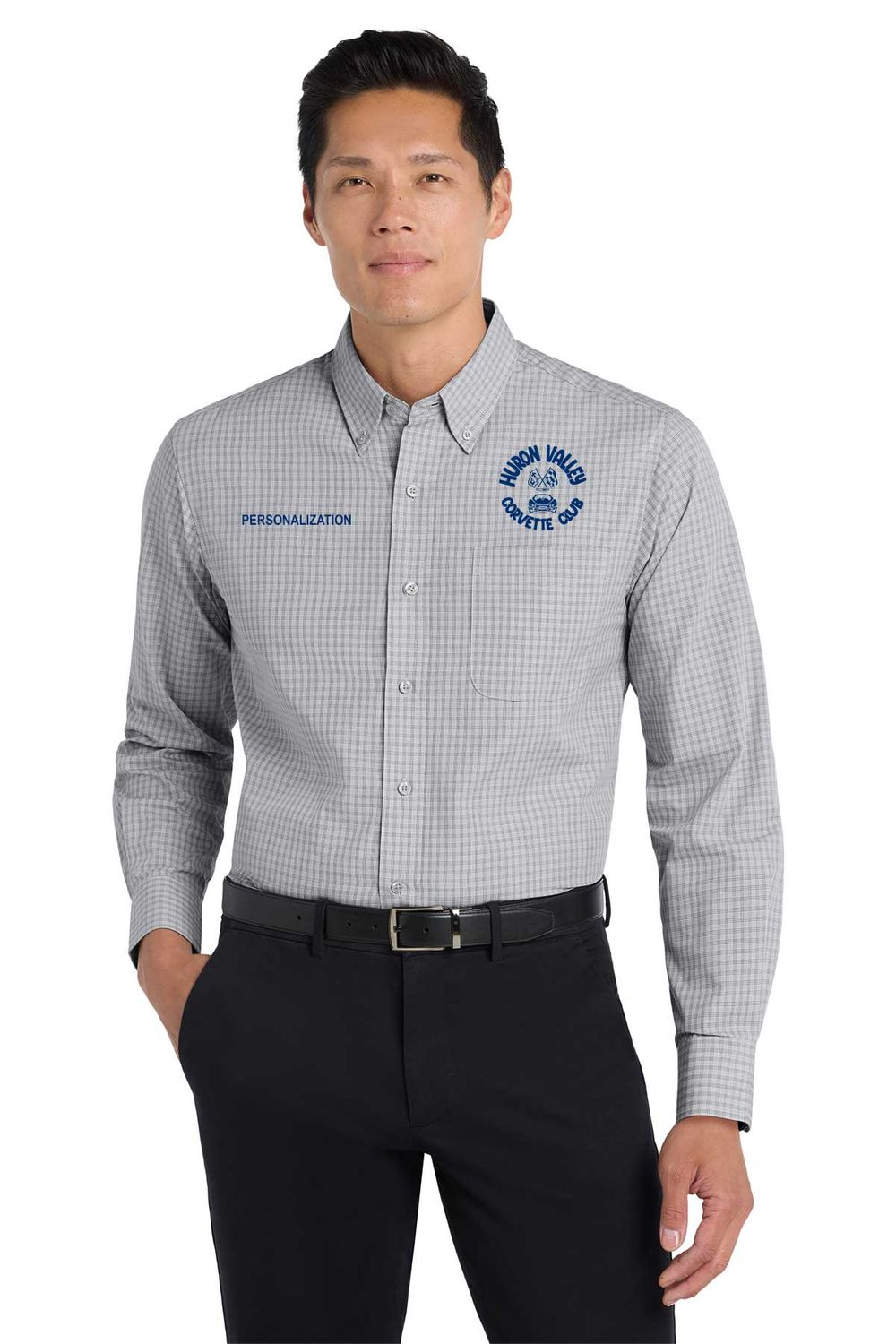 Port Authority Plaid Pattern Easy Care Shirt- Charcoal, Navy, White Port Authority Plaid Pattern Easy Care Shirt- Charcoal, Navy, White