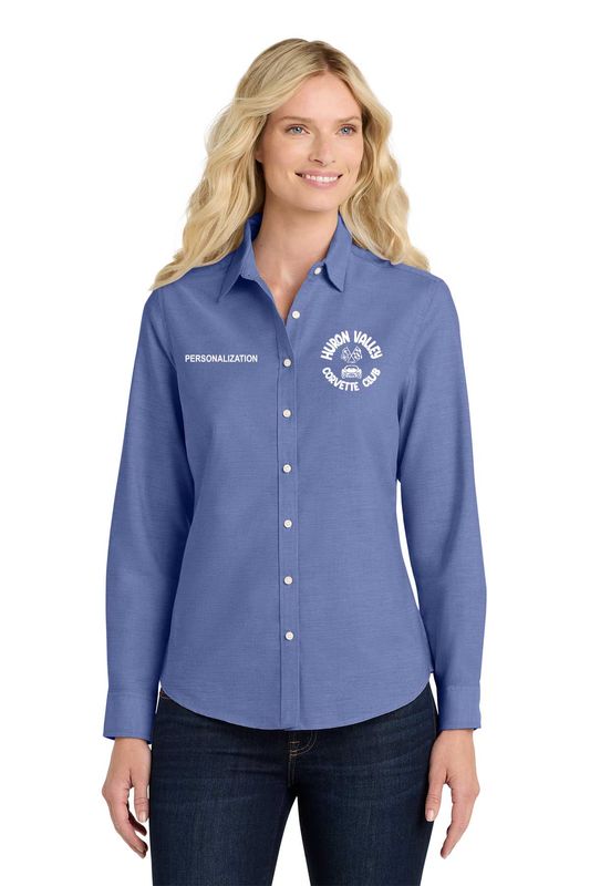 Port Authority Women's SuperPro Oxford Shirt- Black, Navy, Oxford Blue, Purple, White