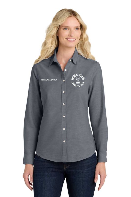 Port Authority Women's SuperPro Oxford Shirt- Black, Navy, Oxford Blue, Purple, White
