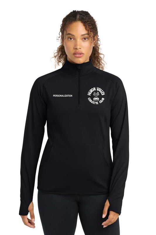 Sport Tek Ladies' Performance Stretch 1/4 Zip- Black, Heather Grey, True Red, White, True Navy, Dusty Rose
