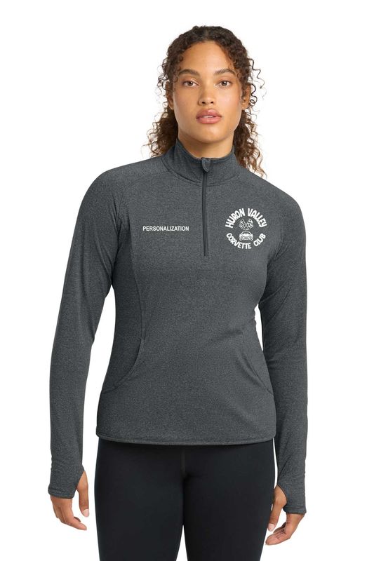 Sport Tek Ladies' Performance Stretch 1/4 Zip- Black, Heather Grey, True Red, White, True Navy, Dusty Rose