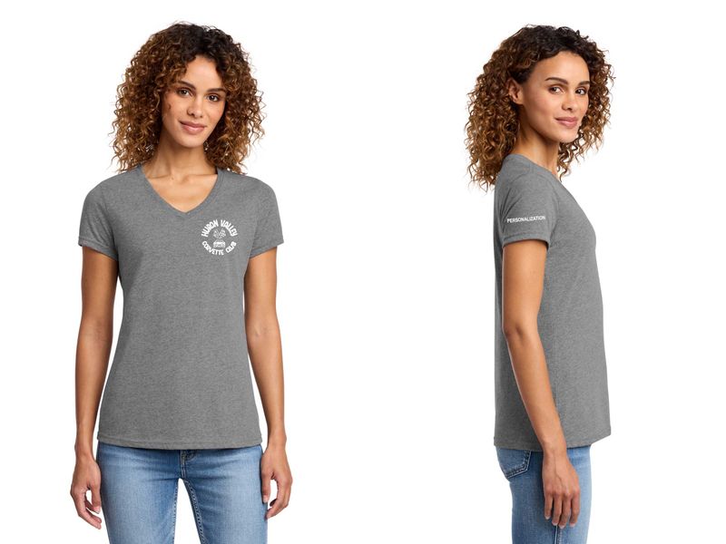 Ladies V-Neck Tee-Pink, White, Black, Navy, Graphite Heather, Purple