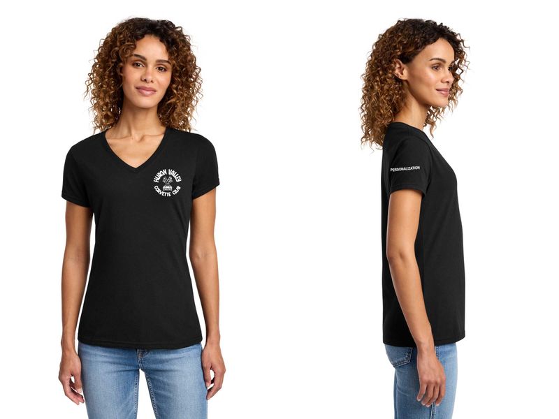 Ladies V-Neck Tee-Pink, White, Black, Navy, Graphite Heather, Purple