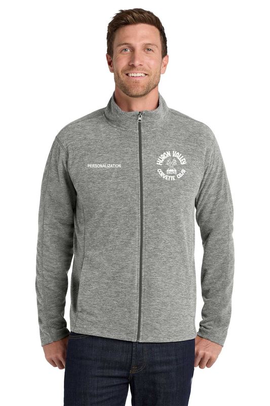 Port Authority Heather Microfleece Full-Zip Jacket- Navy, Pearl Grey