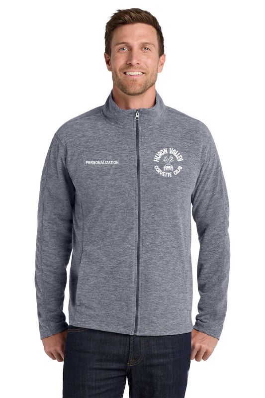 Port Authority Heather Microfleece Full-Zip Jacket- Navy, Pearl Grey