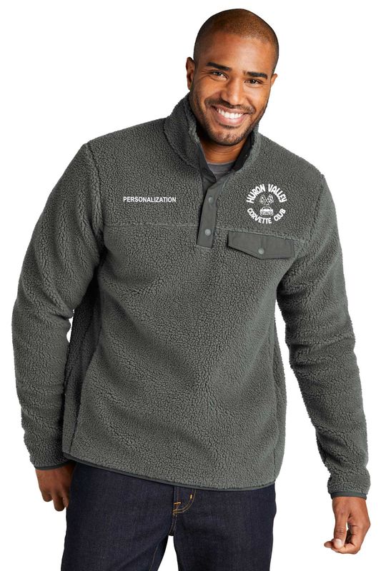 Port Authority Camp Fleece Snap Pullover- Deep Black, Regatta Blue, Grey Steel