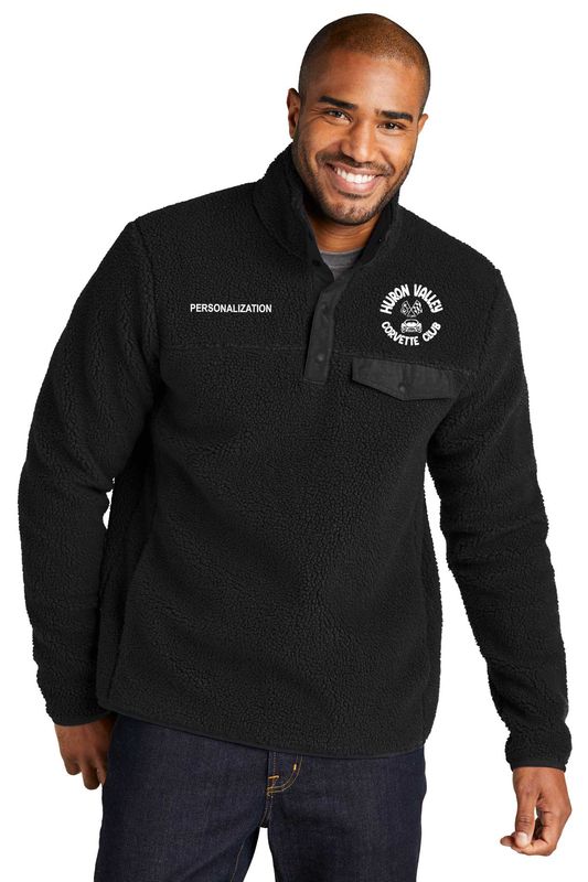 Port Authority Camp Fleece Snap Pullover- Deep Black, Regatta Blue, Grey Steel