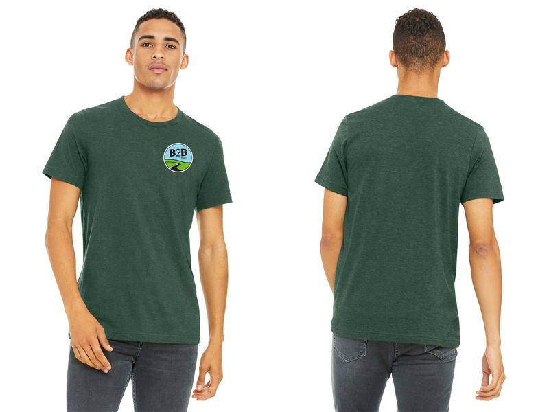B2B TRAIL logo: Bella & Canvas Adult Soft Cotton T-Shirt - Athletic Heather, Heather Midnight Navy, Heather Forest