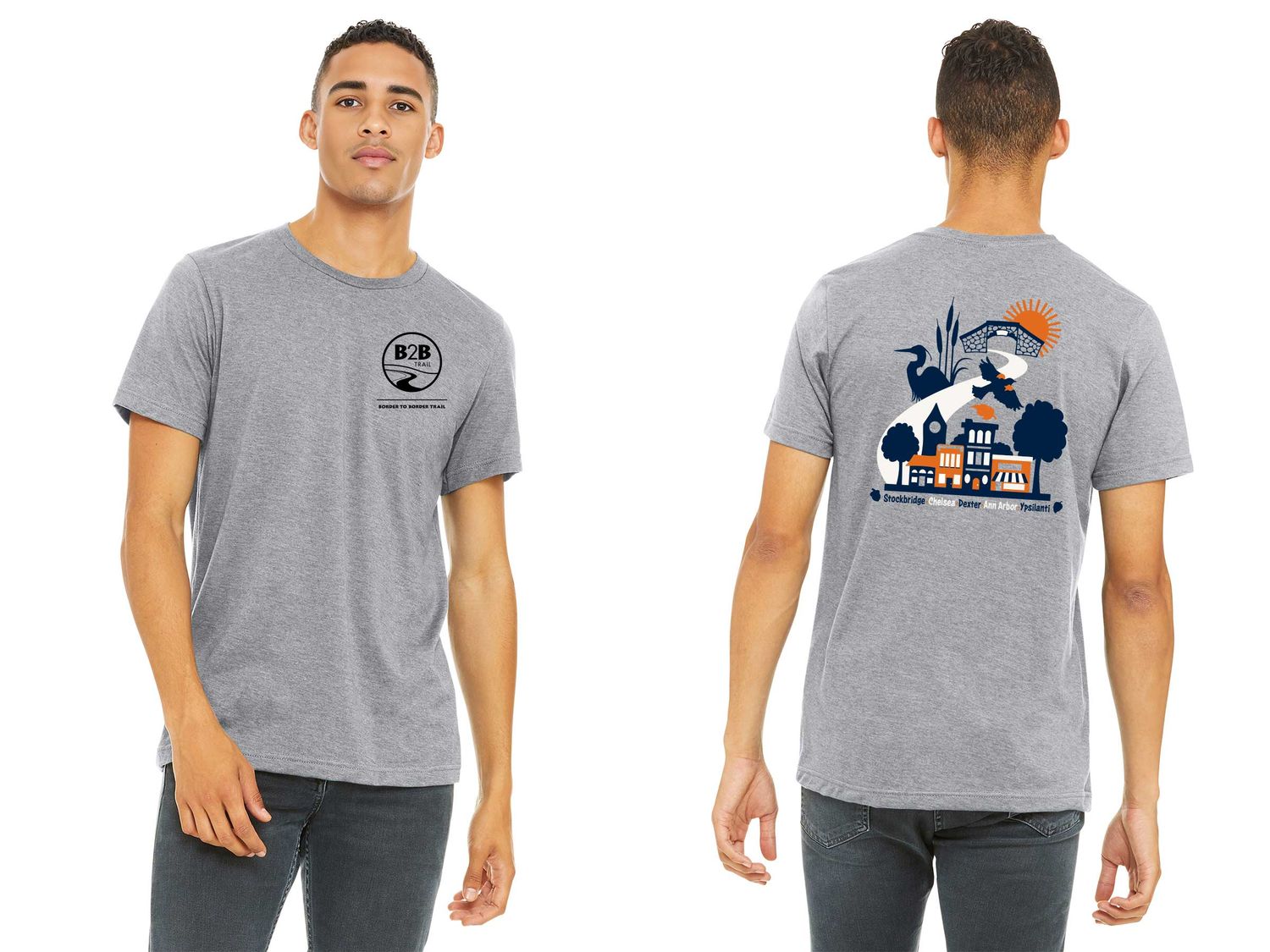 B2B 5 CITIES logo: Bella & Canvas Adult Soft Cotton T-Shirt - Athletic Heather, Heather Soft Cream, Heather Deep Teal B2B 5 CITIES logo: Bella & Canvas Adult Soft Cotton T-Shirt - Athletic Heather, Heather Soft Cream, Heather Deep Teal