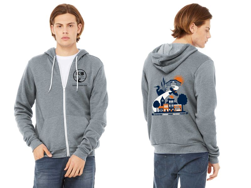 B2B 5 CITIES logo: Unisex Sponge Fleece Full Zip Hoodie- Heather Deep Teal, Heather Forest, Athletic Heather B2B 5 CITIES logo: Unisex Sponge Fleece Full Zip Hoodie- Heather Deep Teal, Heather Forest, Athletic Heather