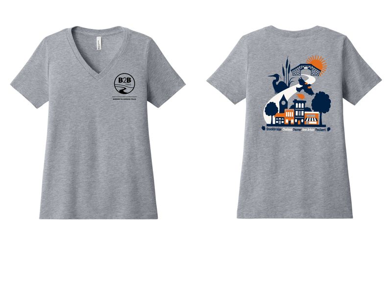 B2B 5 CITIES logo: Bella+Canvas Women’s Relaxed Jersey Short Sleeve V-Neck Tee- Athletic Heather, Heather Slate, Heather Peach B2B 5 CITIES logo: Bella+Canvas Women’s Relaxed Jersey Short Sleeve V-Neck Tee- Athletic Heather, Heather Slate, Heather Peach