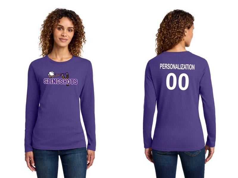 Ladies Long Sleeve Core Cotton Tee - Purple, White, Grey, Black