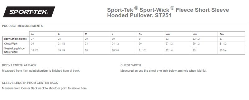 Sport-Tek Sport-Wick Fleece Short Sleeve Hooded Pullover- Black, Grey, White