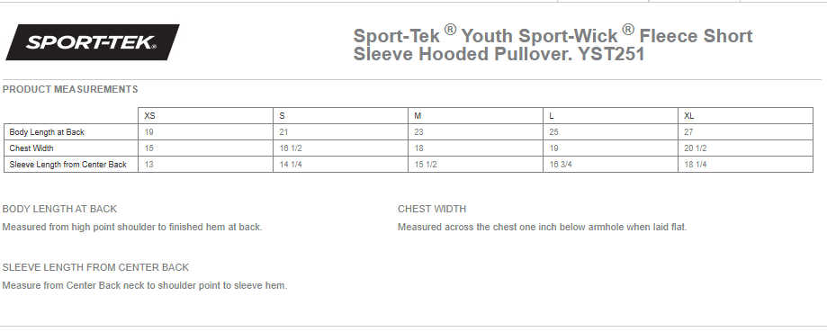 Youth Sport-Tek Sport-Wick Fleece Short Sleeve Hooded Pullover- Black, Grey, White