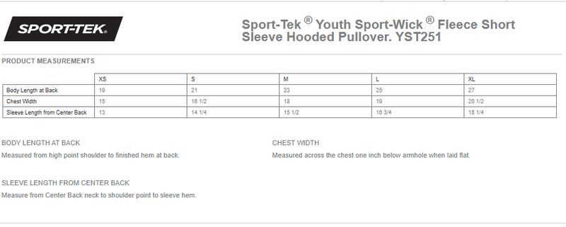 Youth Sport-Tek Sport-Wick Fleece Short Sleeve Hooded Pullover- Black, Grey, White
