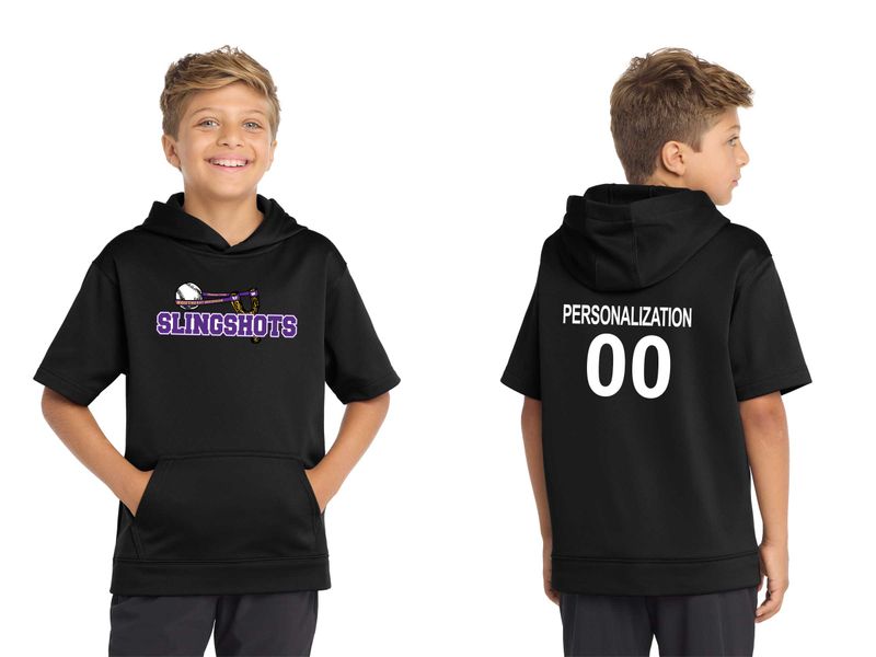 Youth Sport-Tek Sport-Wick Fleece Short Sleeve Hooded Pullover- Black, Grey, White