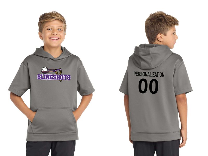 Youth Sport-Tek Sport-Wick Fleece Short Sleeve Hooded Pullover- Black, Grey, White