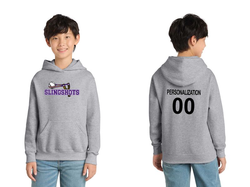 Port & Co Youth Core Fleece Pullover Hooded Sweatshirt- Athletic Heather, Black, Purple, White