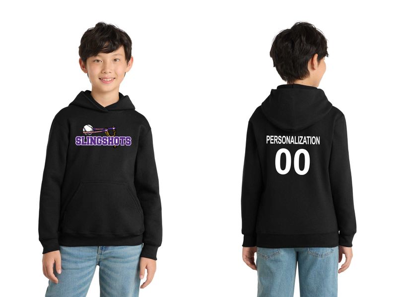 Port & Co Youth Core Fleece Pullover Hooded Sweatshirt- Athletic Heather, Black, Purple, White