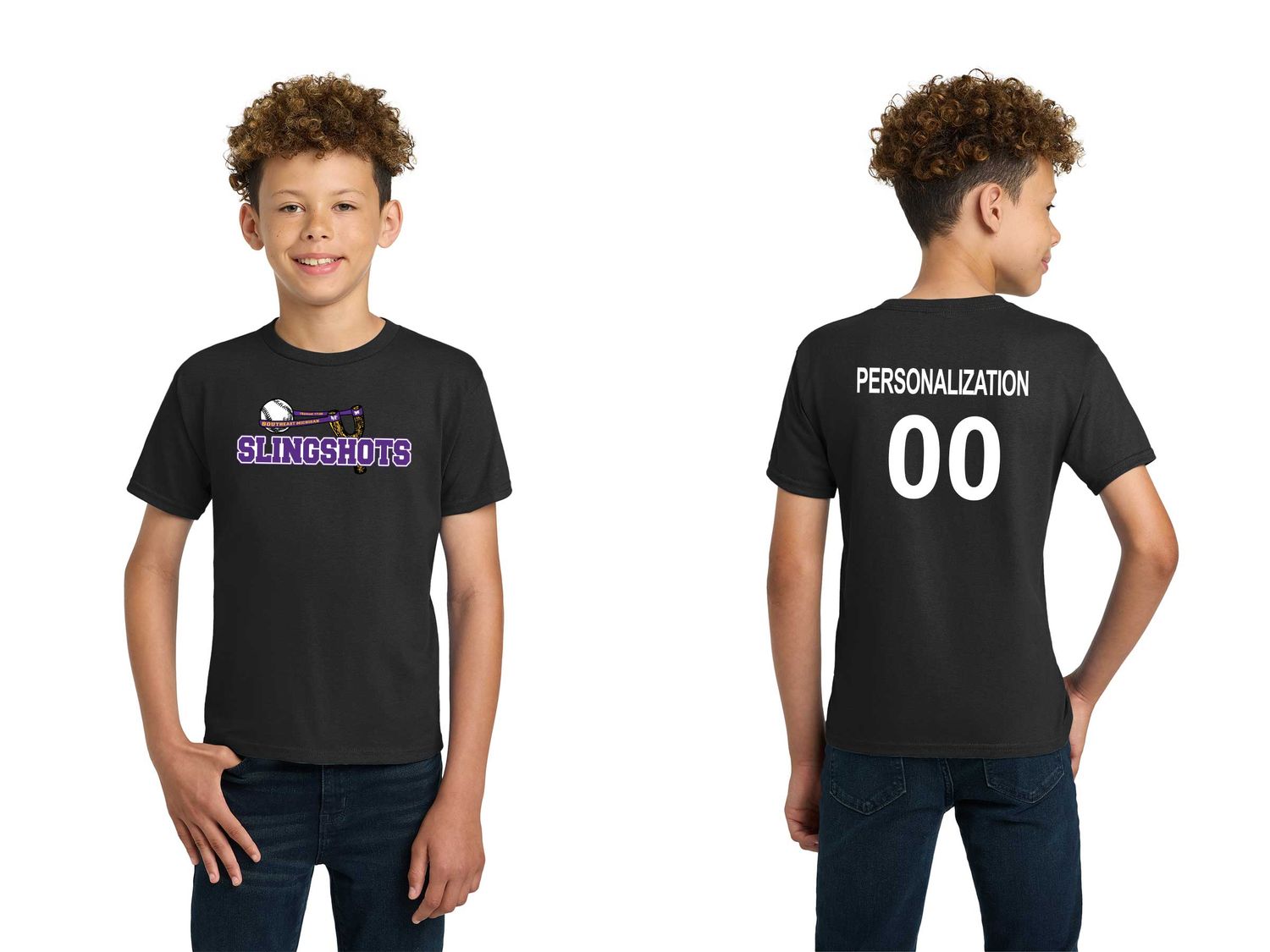 Gildan Youth Cotton Short Sleeve T-Shirt- Black, White, Sport Grey,  Purple