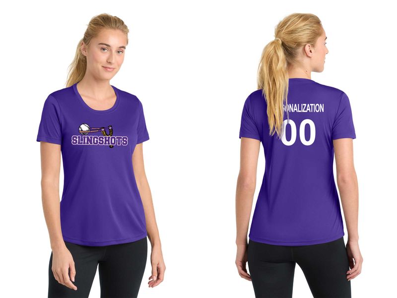 Ladies Performance Tee-Black, White, Grey Concrete, Purple