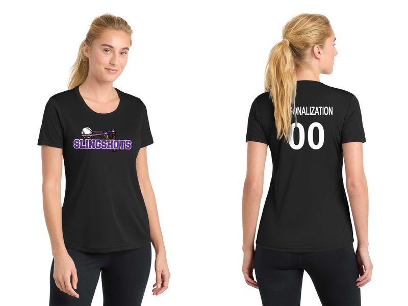 Ladies Performance Tee-Black, White, Grey Concrete, Purple