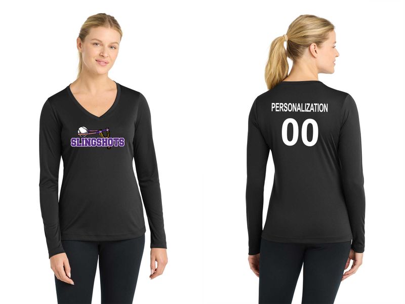 Ladies Long Sleeve Performance Shirt -Black, White, Grey Concrete, Purple