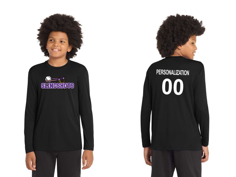 Youth Long Sleeve Performance Tee- Black, White, Grey Concrete, Purple